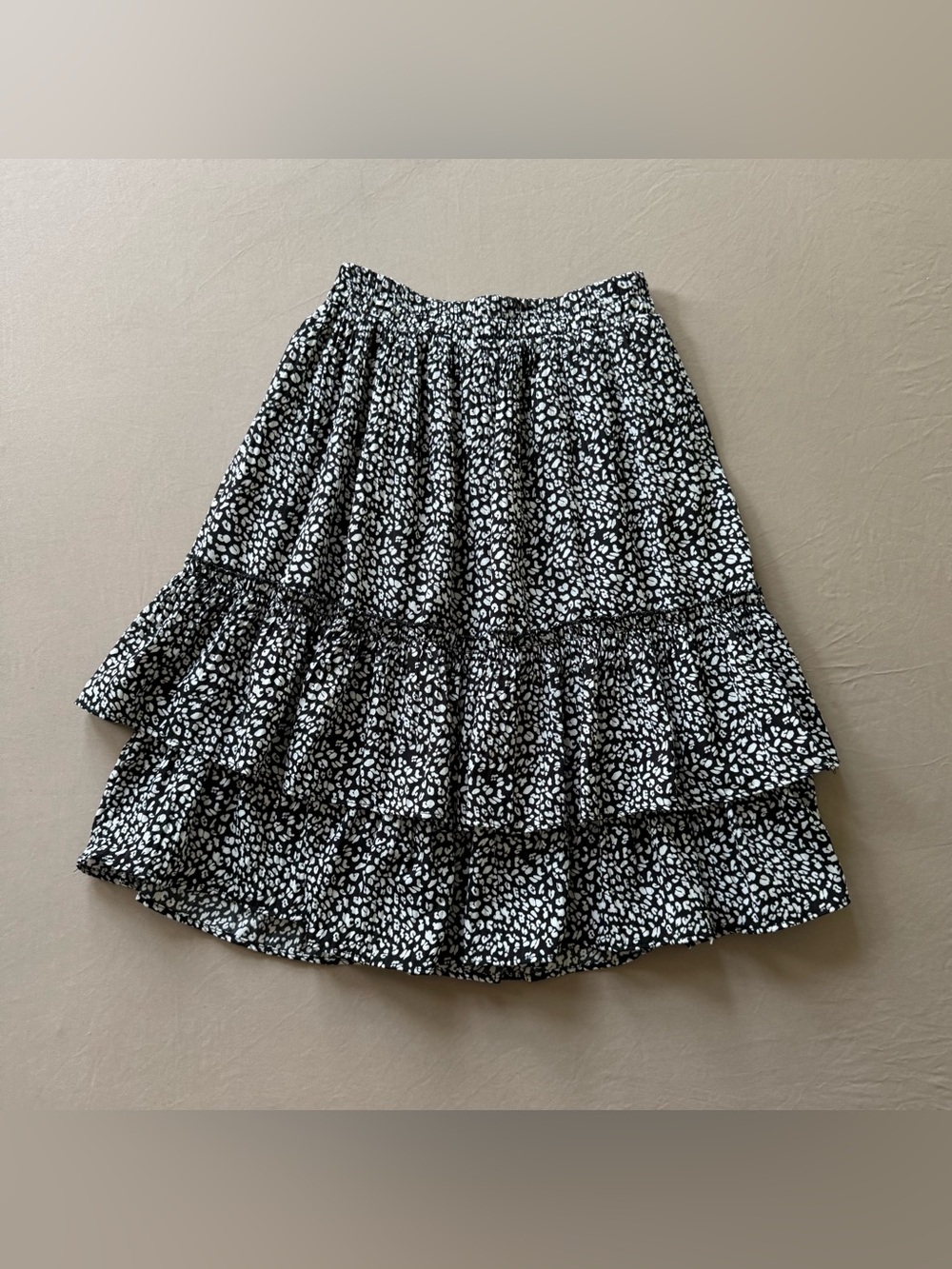 Leopard Print Tiered Peasant Skirt